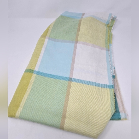 NWT BANANA REPUBLIC OVERSIZE BLANKET SCARF SHAWL WRAP CITRON BLUE PLAID WOMEN OS - Picture 14 of 15